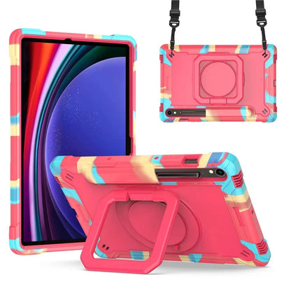 For Samsung Galaxy Tab S9 / Tab S9 FE Tablet Case Rotating Kickstand Protective Cover with Shoulder Strap