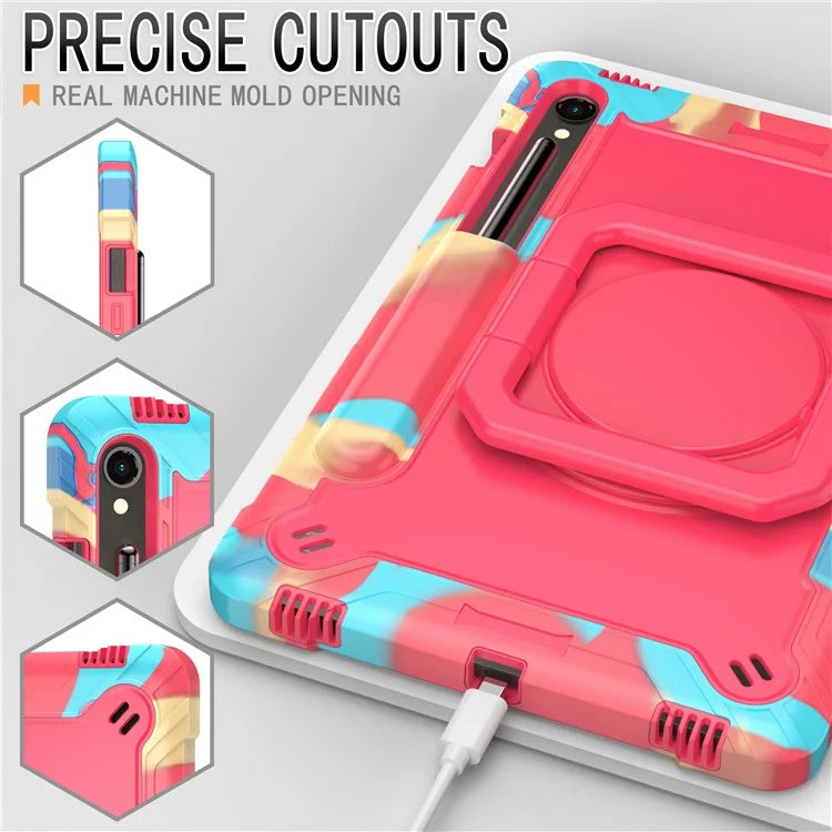 For Samsung Galaxy Tab S9 / Tab S9 FE Tablet Case Rotating Kickstand Protective Cover with Shoulder Strap