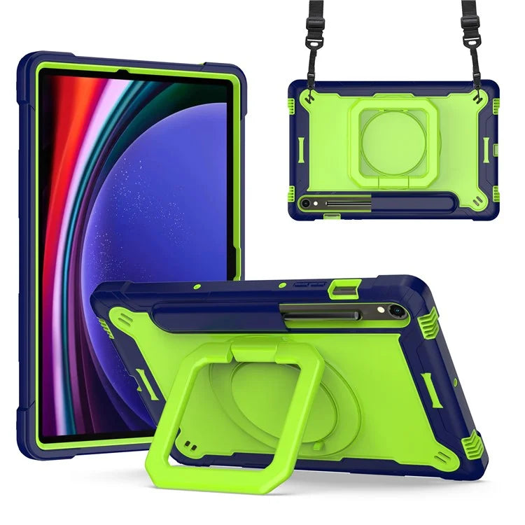 For Samsung Galaxy Tab S9 / Tab S9 FE Tablet Case Rotating Kickstand Protective Cover with Shoulder Strap