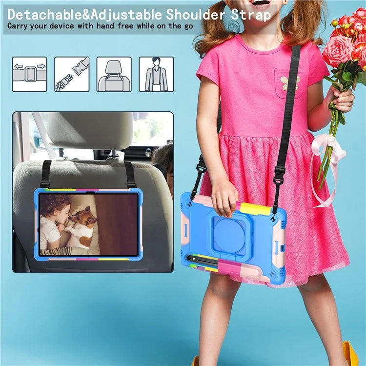 For Samsung Galaxy Tab S9 / Tab S9 FE Tablet Case Rotating Kickstand Protective Cover with Shoulder Strap