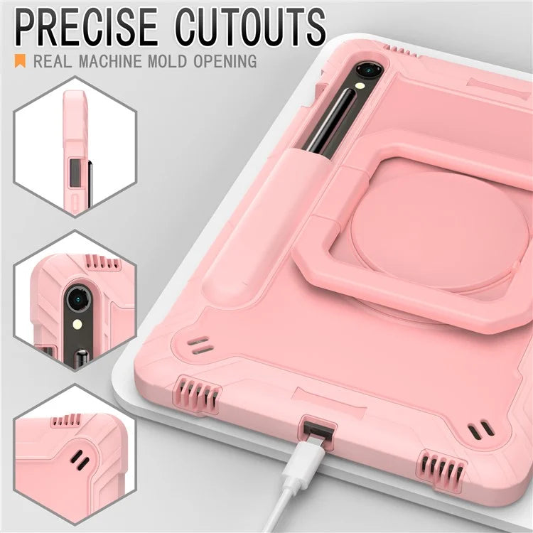 For Samsung Galaxy Tab S9 / Tab S9 FE Tablet Case Rotating Kickstand Protective Cover with Shoulder Strap