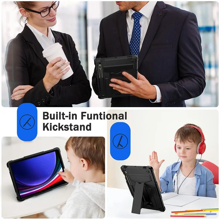 For Samsung Galaxy Tab S9 / Tab S9 FE Protective Case T-Shaped Kickstand PC+Silicone Tablet Cover