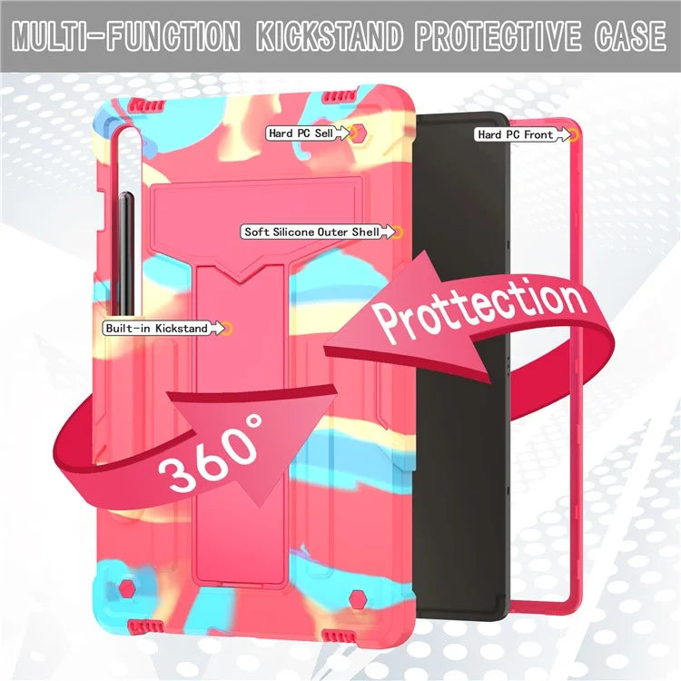 For Samsung Galaxy Tab S9 / Tab S9 FE Protective Case T-Shaped Kickstand PC+Silicone Tablet Cover