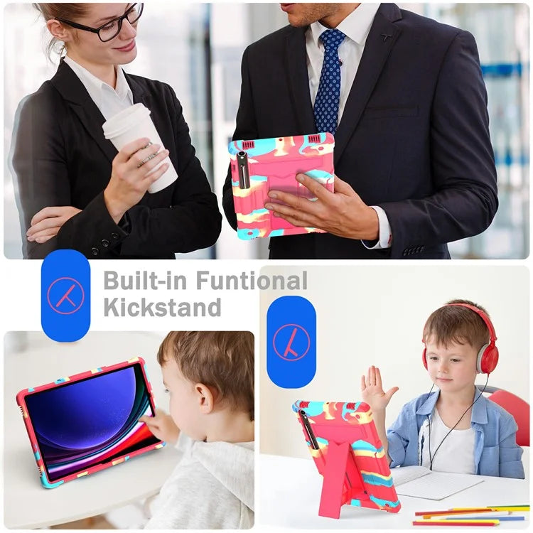 For Samsung Galaxy Tab S9 / Tab S9 FE Protective Case T-Shaped Kickstand PC+Silicone Tablet Cover