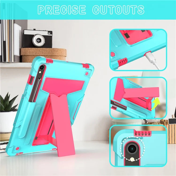 For Samsung Galaxy Tab S9 / Tab S9 FE Protective Case T-Shaped Kickstand PC+Silicone Tablet Cover