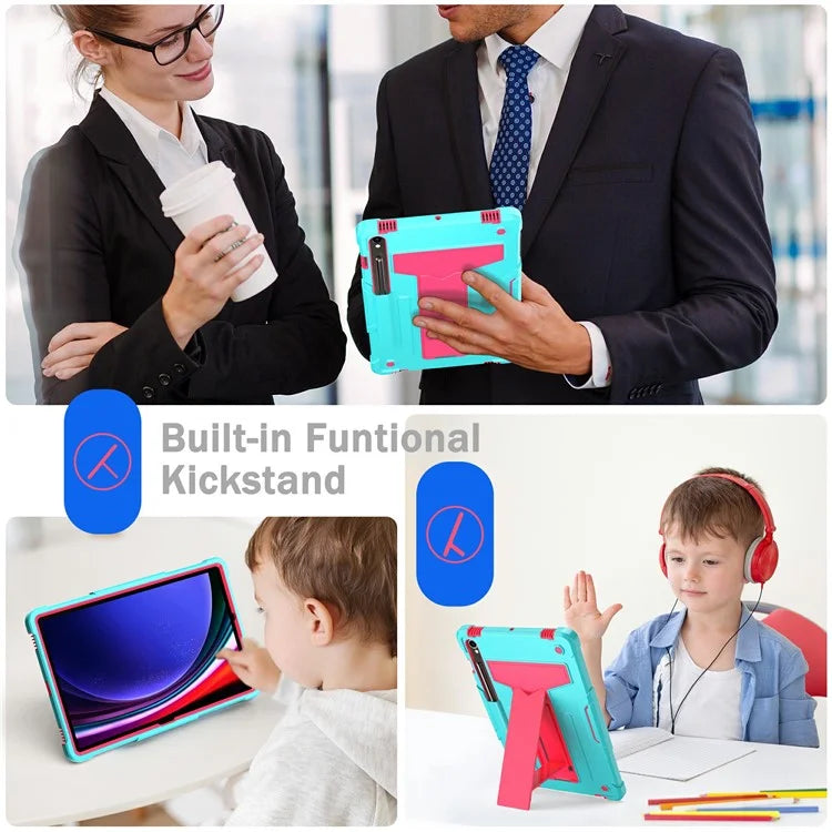 For Samsung Galaxy Tab S9 / Tab S9 FE Protective Case T-Shaped Kickstand PC+Silicone Tablet Cover