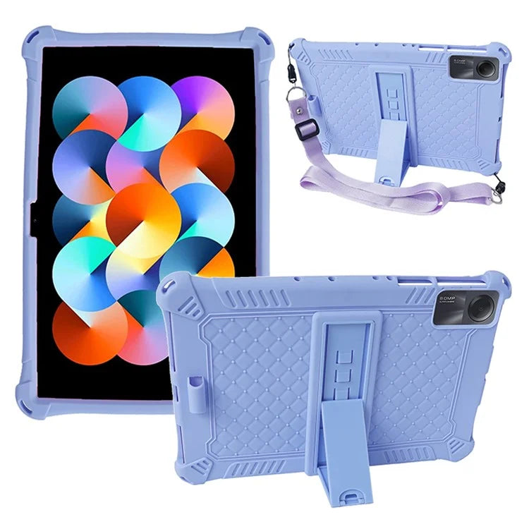 For Xiaomi Redmi Pad SE Case PC+Silicone Tablet Kickstand Cover with Shoulder Strap