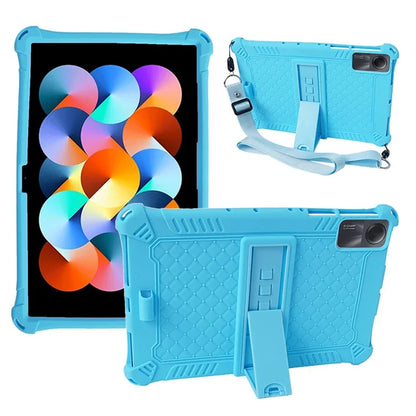 For Xiaomi Redmi Pad SE Case PC+Silicone Tablet Kickstand Cover with Shoulder Strap