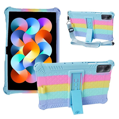 For Xiaomi Redmi Pad SE Case PC+Silicone Tablet Kickstand Cover with Shoulder Strap