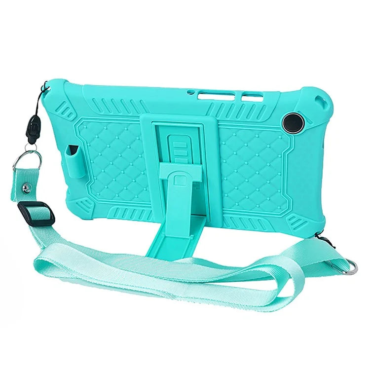 For Samsung Galaxy Tab A9 Case Anti-drop PC+Silicone Tablet Cover with Shoulder Strap