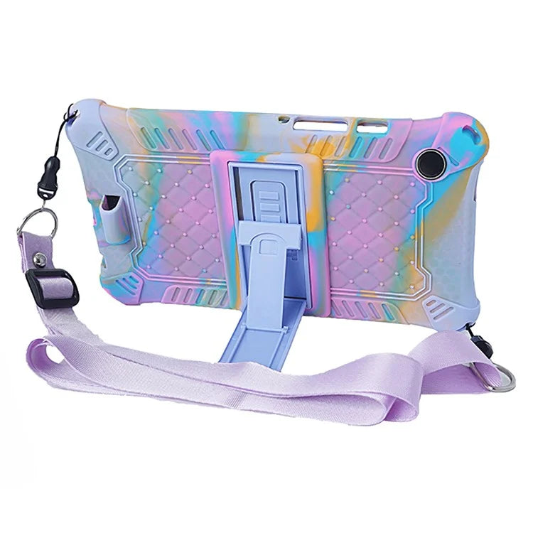 For Samsung Galaxy Tab A9 Case Anti-drop PC+Silicone Tablet Cover with Shoulder Strap