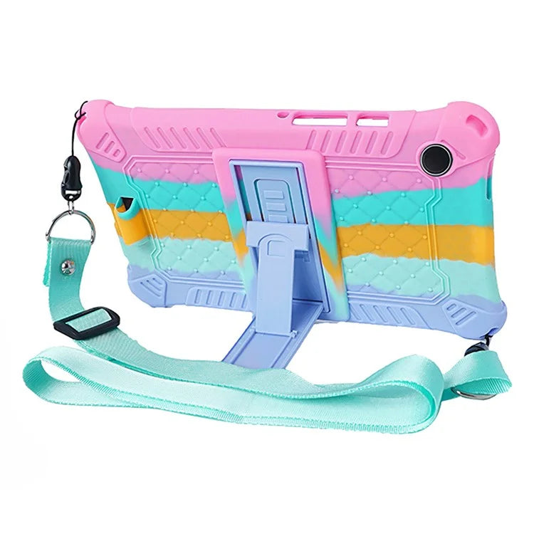 For Samsung Galaxy Tab A9 Case Anti-drop PC+Silicone Tablet Cover with Shoulder Strap