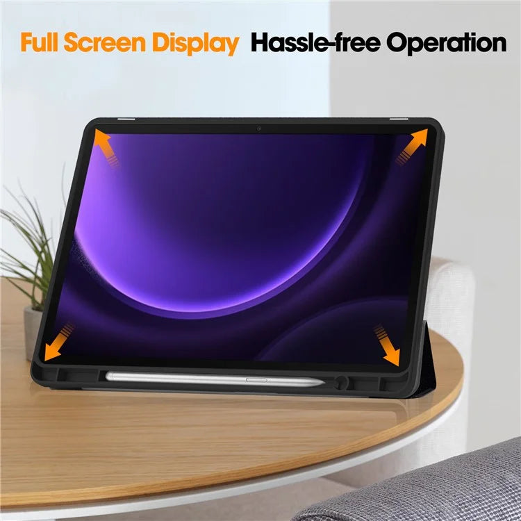For Samsung Galaxy Tab S9 FE / Tab S9 Case Leather Pattern Printing Smart Tablet Cover with Pencil Holder