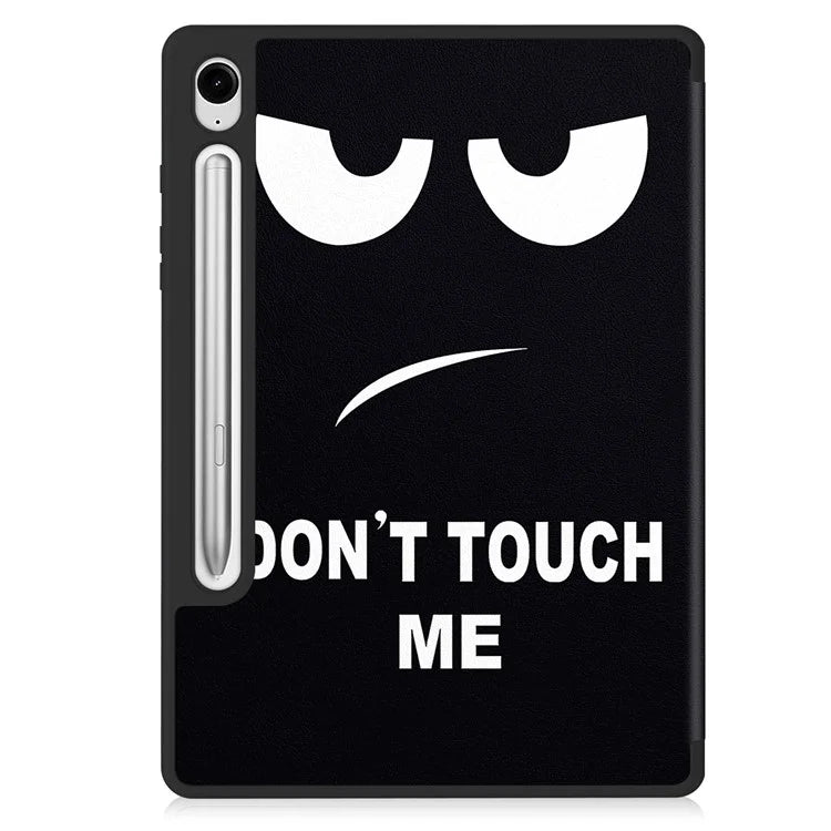 For Samsung Galaxy Tab S9 FE / Tab S9 Case Leather Pattern Printing Smart Tablet Cover with Pencil Holder