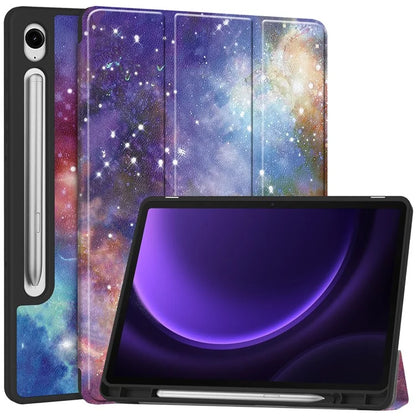For Samsung Galaxy Tab S9 FE / Tab S9 Case Leather Pattern Printing Smart Tablet Cover with Pencil Holder