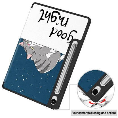 For Samsung Galaxy Tab S9 FE / Tab S9 Case Leather Pattern Printing Smart Tablet Cover with Pencil Holder