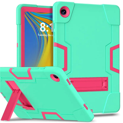 For Samsung Galaxy Tab A9+ Case Dual Color Silicone + PC Kickstand Cover
