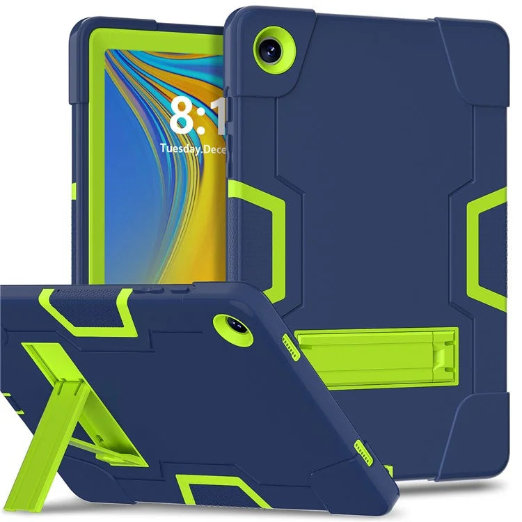 For Samsung Galaxy Tab A9+ Case Dual Color Silicone + PC Kickstand Cover