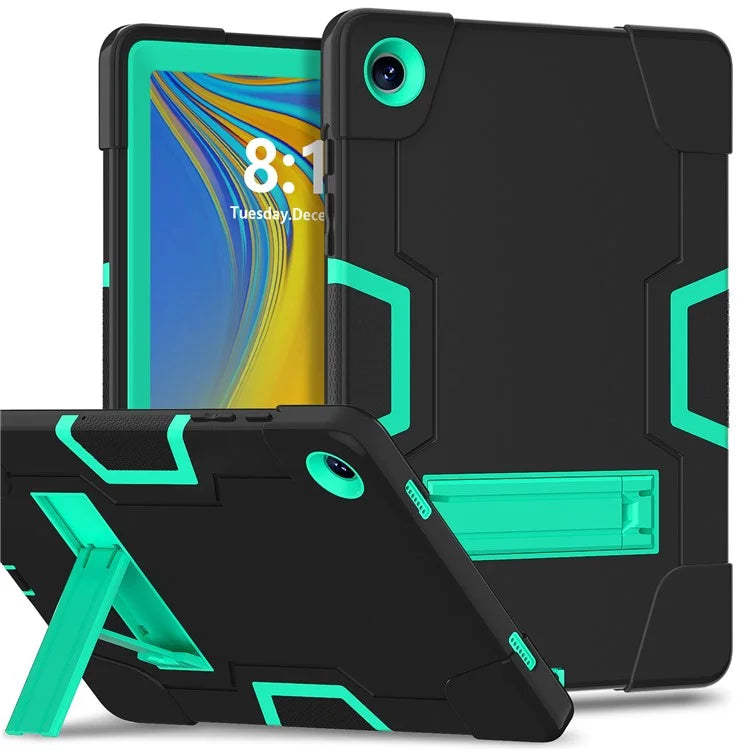 For Samsung Galaxy Tab A9+ Case Dual Color Silicone + PC Kickstand Cover