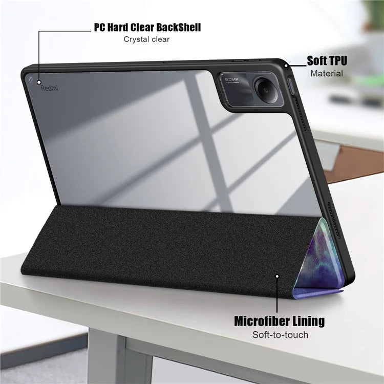 For Xiaomi Redmi Pad SE Tablet Case Tri-fold Stand Pattern Printing Smart Cover with Pen Slot