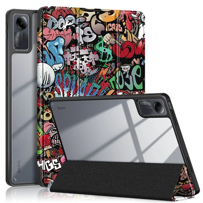 For Xiaomi Redmi Pad SE Tablet Case Tri-fold Stand Pattern Printing Smart Cover with Pen Slot