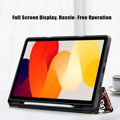 For Xiaomi Redmi Pad SE Tablet Case Tri-fold Stand Pattern Printing Smart Cover with Pen Slot