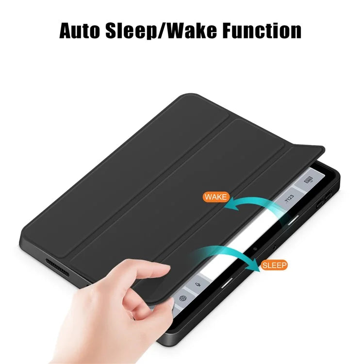 For Xiaomi Redmi Pad SE Tri-fold Stand Smart Case Leather+TPU+Acrylic Tablet Cover with Pen Slot