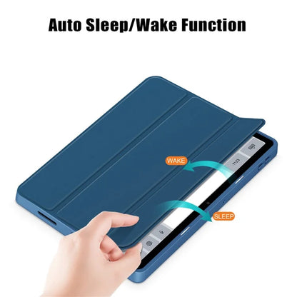 For Xiaomi Redmi Pad SE Tri-fold Stand Smart Case Leather+TPU+Acrylic Tablet Cover with Pen Slot