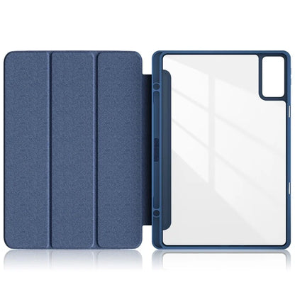 For Xiaomi Redmi Pad SE Tri-fold Stand Smart Case Leather+TPU+Acrylic Tablet Cover with Pen Slot