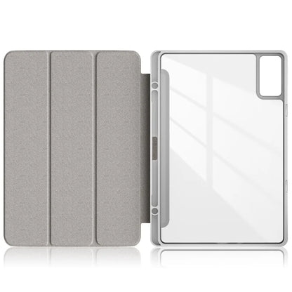 For Xiaomi Redmi Pad SE Tri-fold Stand Smart Case Leather+TPU+Acrylic Tablet Cover with Pen Slot