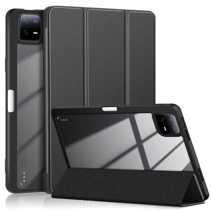 For Xiaomi Redmi Pad 6 Tri-fold Stand Cover with Pen Slot Leather+TPU+Acrylic Tablet Case