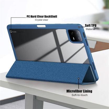 For Xiaomi Redmi Pad 6 Tri-fold Stand Cover with Pen Slot Leather+TPU+Acrylic Tablet Case