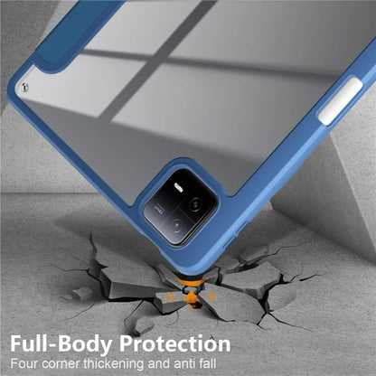 For Xiaomi Redmi Pad 6 Tri-fold Stand Cover with Pen Slot Leather+TPU+Acrylic Tablet Case