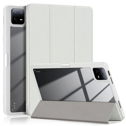 For Xiaomi Redmi Pad 6 Tri-fold Stand Cover with Pen Slot Leather+TPU+Acrylic Tablet Case