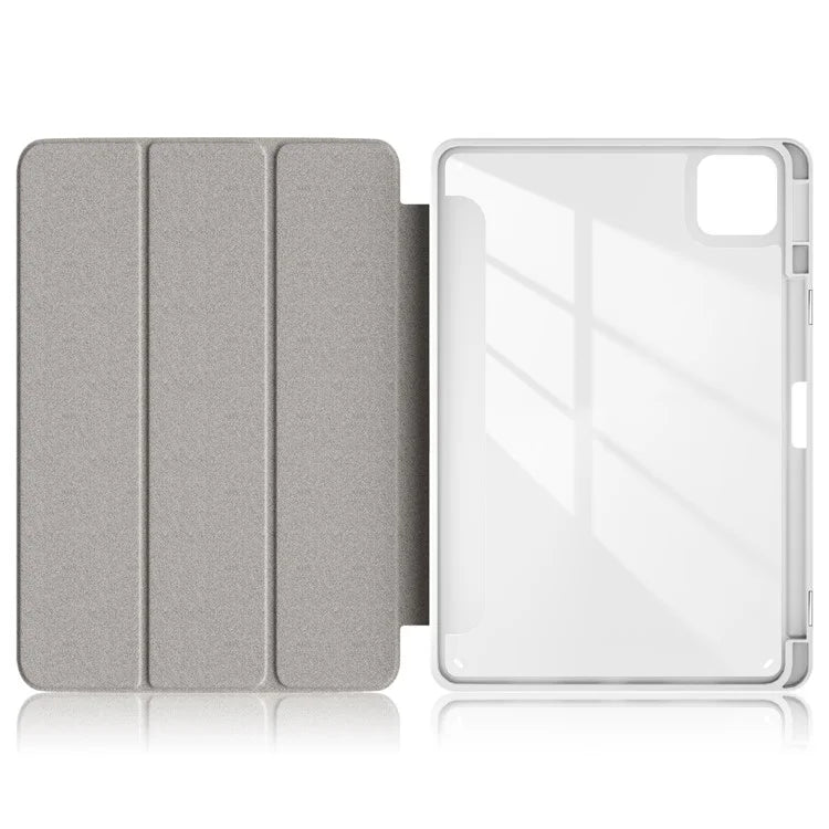 For Xiaomi Redmi Pad 6 Tri-fold Stand Cover with Pen Slot Leather+TPU+Acrylic Tablet Case