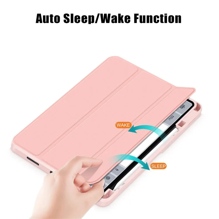 For Xiaomi Redmi Pad 6 Tri-fold Stand Cover with Pen Slot Leather+TPU+Acrylic Tablet Case