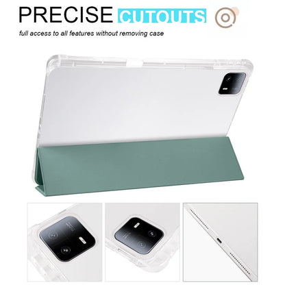 For Xiaomi Pad 6 Max 14 Case Tri-fold Stand Clear Back Tablet Cover with Pen Slot