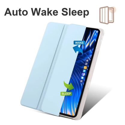 For Xiaomi Pad 6 Max 14 Case Tri-fold Stand Clear Back Tablet Cover with Pen Slot