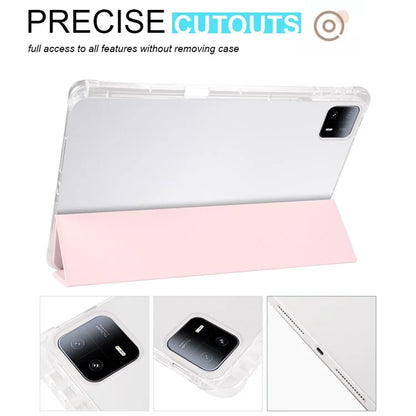 For Xiaomi Pad 6 Max 14 Case Tri-fold Stand Clear Back Tablet Cover with Pen Slot