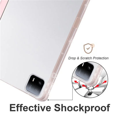For Xiaomi Pad 6 Max 14 Case Tri-fold Stand Clear Back Tablet Cover with Pen Slot