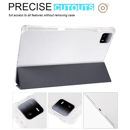 For Xiaomi Pad 6 Max 14 Case Tri-fold Stand Clear Back Tablet Cover with Pen Slot