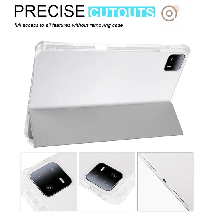 For Xiaomi Pad 6 Max 14 Case Tri-fold Stand Clear Back Tablet Cover with Pen Slot