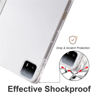 For Xiaomi Pad 6 Max 14 Case Tri-fold Stand Clear Back Tablet Cover with Pen Slot