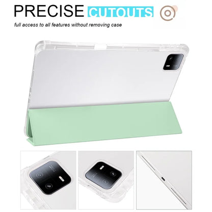 For Xiaomi Pad 6 Max 14 Case Tri-fold Stand Clear Back Tablet Cover with Pen Slot