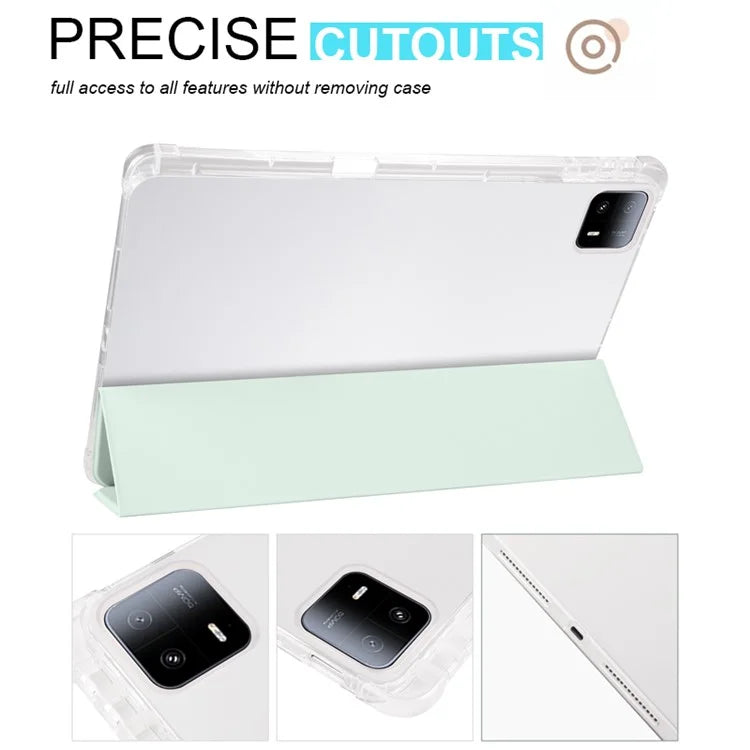 For Xiaomi Pad 6 Max 14 Case Tri-fold Stand Clear Back Tablet Cover with Pen Slot