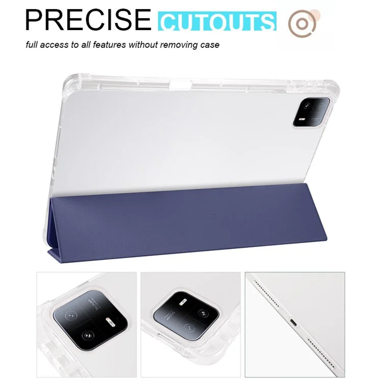 For Xiaomi Pad 6 Max 14 Case Tri-fold Stand Clear Back Tablet Cover with Pen Slot