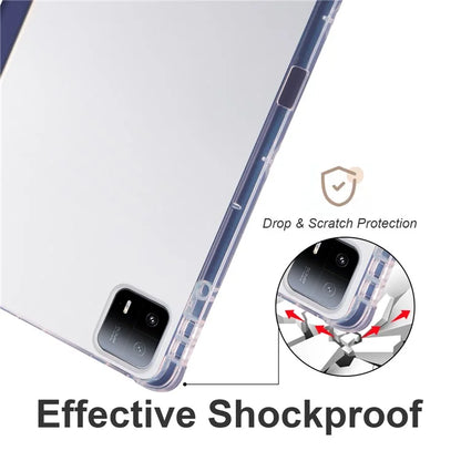For Xiaomi Pad 6 Max 14 Case Tri-fold Stand Clear Back Tablet Cover with Pen Slot