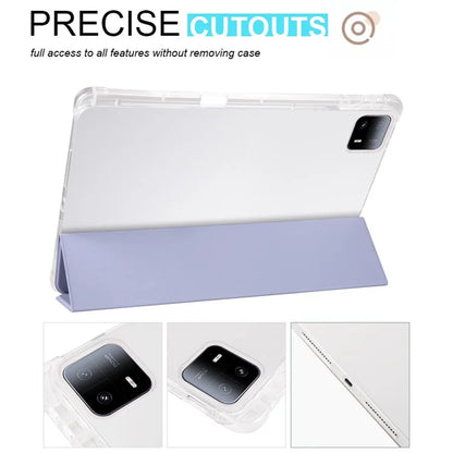 For Xiaomi Pad 6 Max 14 Case Tri-fold Stand Clear Back Tablet Cover with Pen Slot