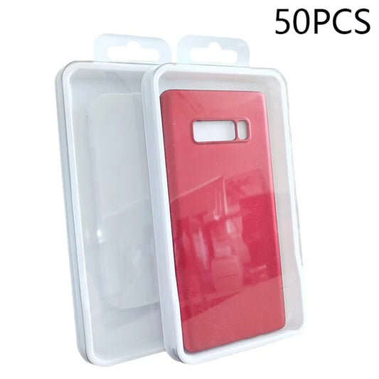 50Pcs Size M Phone Case Packaging Boxes PC+PVC Transparent Displaying Boxes, 16.2 x 8.2cm