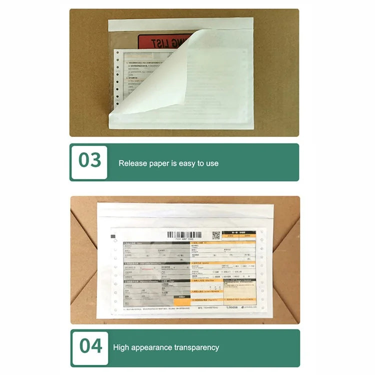 100Pcs 20x10cm Clear Self Adhesive Bags Document Envelopes Mailing Packaging Bags